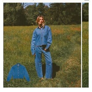 Parke cropped denim button shirt